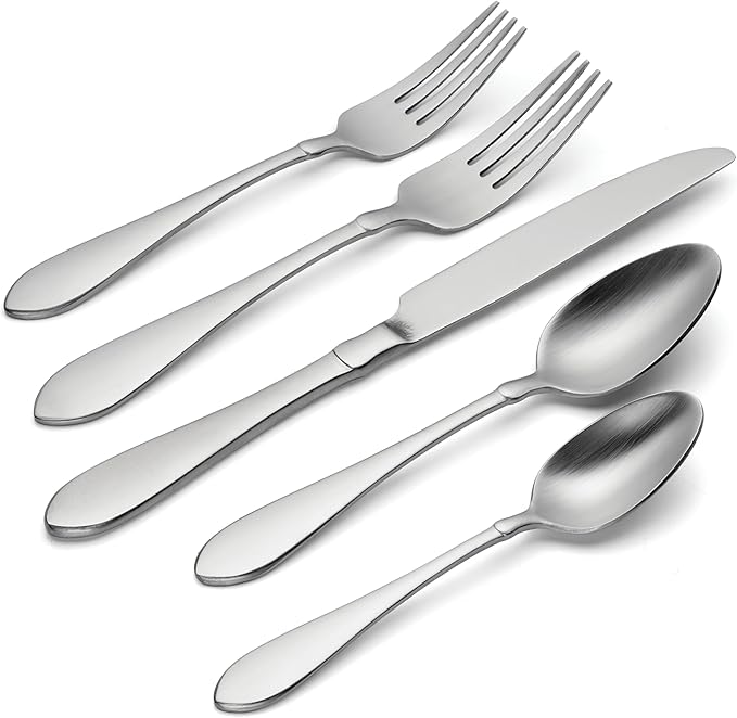 Oneida Satin Vertex 20 Piece Everyday Flatware Set, Service for 4, 18/0 Stainless Steel