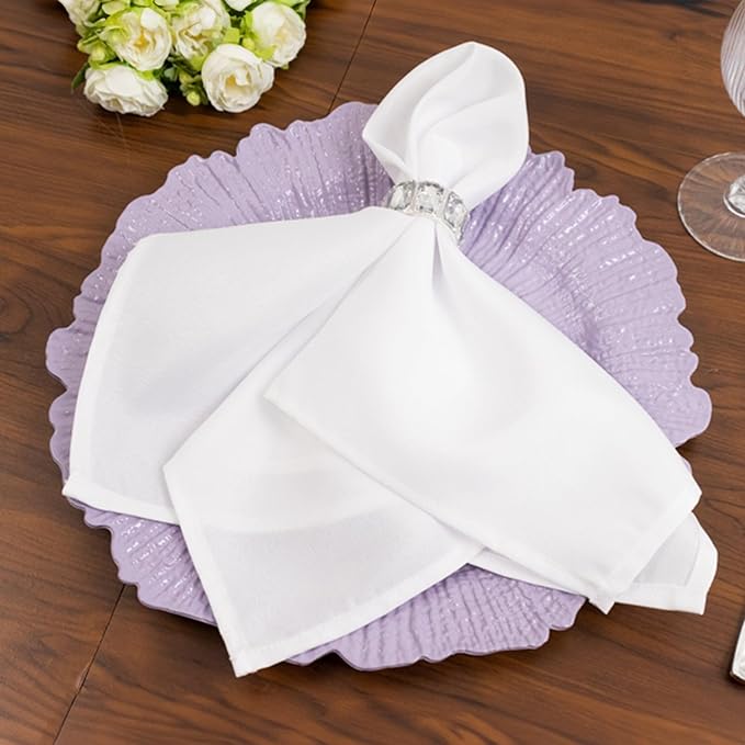 13" Charger Plates - Set of 24 - Acrylic Lavender Lilac Round Reef Disposable Chargers, Ideal for Dinner Party Wedding Holiday Bulk Events
