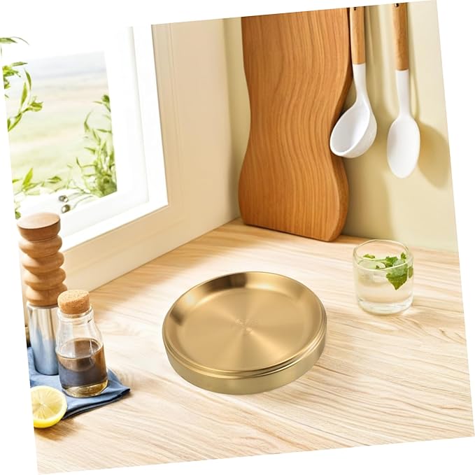 LIFKOME Stainless Steel Round Grilling Plate Stackable Food Dish for Home and Outdoor Cooking and Easy to Clean Platter for Meats and Sides