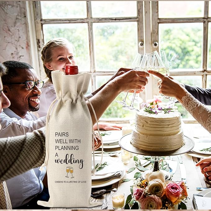 Funny Wedding Wine Bag, Engagement Party Decorations, Engagement Gifts for Women Couples, Wedding Gift Ideas for Mr and Mrs, Bride to Be & Shower Gifts