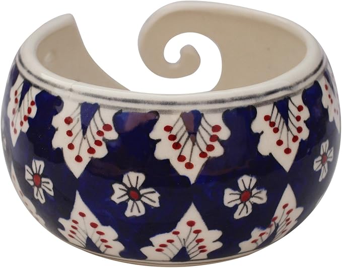 7" Inch Ceramic Yarn Bowl for Knitting and Crocheting with Smooth Spiral Outlet – Tangle-Free Yarn Organizer by ABHANDICRAFTS (AB-BOWL-022) (AB-BOWL-022)