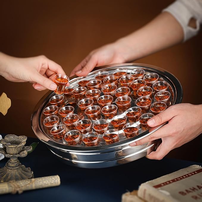 Holy Communion Tray for Churches with Lid Communion Set Stainless Steel Cup Tray with Cover Church Supplies Not Cups Included(Silver Color)