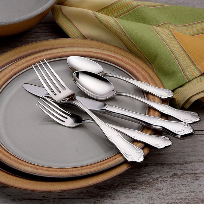 Liberty Tabletop Champlin 45-piece 18/10 Flatware Set Service for 8, Includes Serving Pieces Made in USA