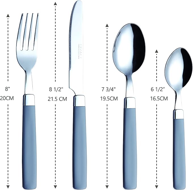 ANNOVA Silverware Set Stainless Steel Colorful Tableware Kitchen Flatware Set Utensils, Includes Dinner Knives, Forks, Spoons, Salad Forks & Dessert Spoons (Gray, 20 Pieces)