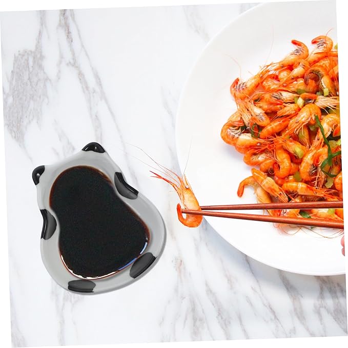 2pcs Ceramic Panda Plates Dipping Sauce Dishes for Sushi Soy Sauce Appetizers Bowl Plates for Kitchen
