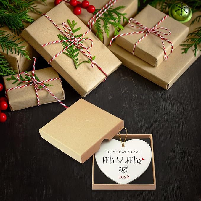 Wedding Gifts for Couple The Year We Became Mr and Mrs Sign Christmas Ornaments 2026 Engagement Gifts Cool Wedding Gift for Couples Newlyweds Bridal