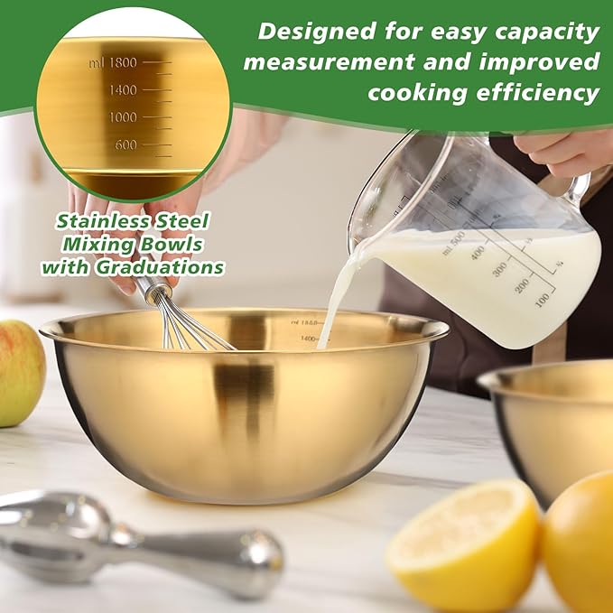 12 Pcs 1.9qt Stainless Steel Mixing Bowls with Graduations Bulk Metal Salad Mixing Bowl with Scale Nesting Metal Prep Reusable Baking Cooking Food Soup Storage Organizers for Kitchen Refrigerator