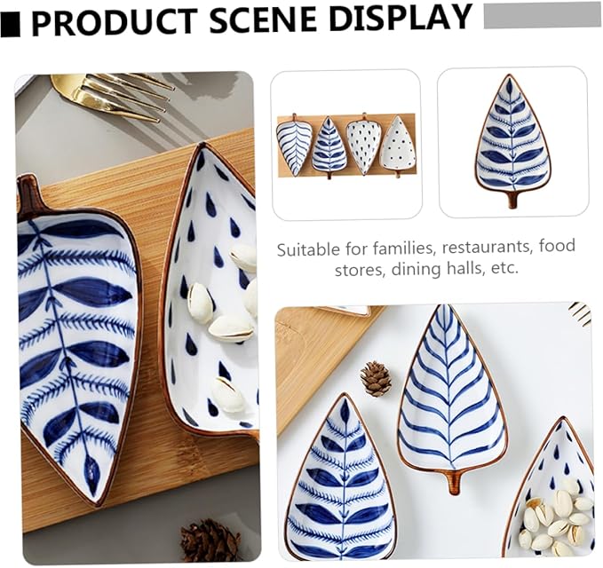 Alipis Mini Snack Dish Stylish Leaf Shape Appetizer Plates for Dipping Sauces for Entertaining Everyday Use Hand-painted Japanese Design