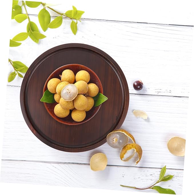 Bamboo Serving Tray Creative Wooden Pizza and Cake Display Tray Walnut Color Multi-use for Home Coffee Table and Events