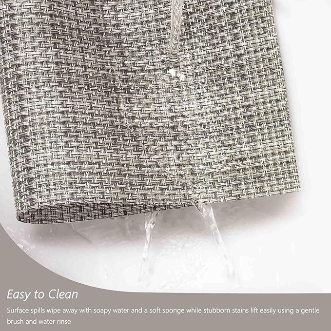 AHHFSMEI Placemats for Dining Table Set of 4 Woven Vinyl Plastic Place Mats Non-Slip Heat Insulation Stain Resistant Table Mats Washable Easy Clean Placemats (Linen gey 4)