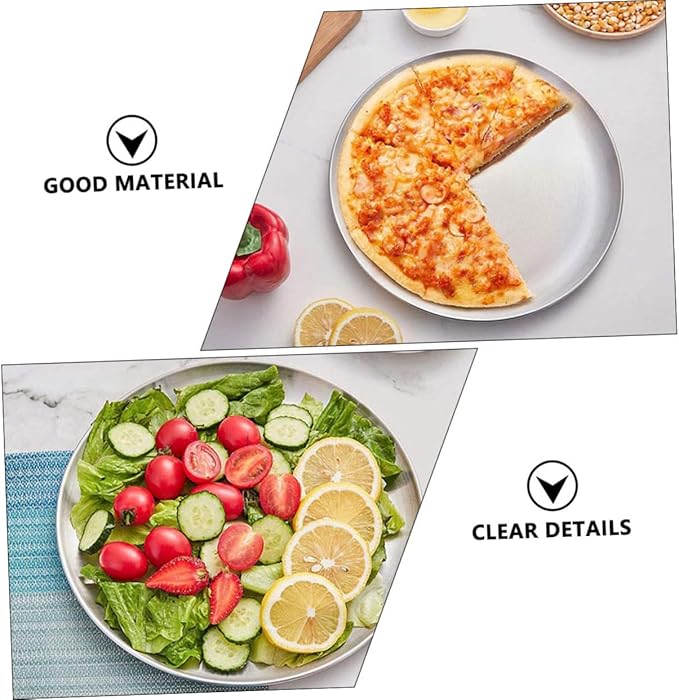 Alipis Stainless Steel Round Pizza Serving Tray Buffet Plate for Food Dessert Appetizers Easy to Clean Polished Finish for Daily Use Special Occasions