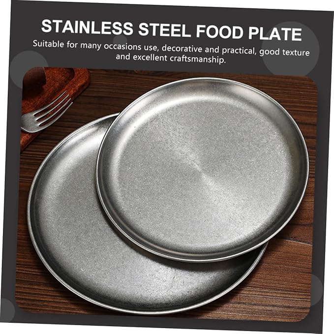 Stainless Steel Tea Party Dishes Pizza Pan Food Preservation Bar Serving Steak Cookie Tray Hamburger Banquet