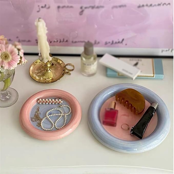 SONGCHAO Party Supplies Round Dinner Plate Cute Dessert Plate Ceramic Plate Home Dinner Salad Plate Color Breakfast Plate Plate Party Plates (Color : 002)