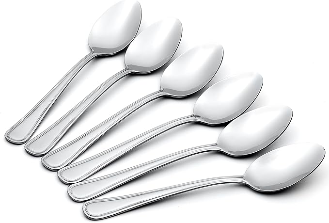 Oneida Silverware Set, Tress Everyday Flatware 8-Piece Teaspoon Set, Service For 8, Made of 18/0 Stainless Steel, Dishwasher Safe, Mirror Finish, Home And Kitchen Utensils (Silver 8 Piece)