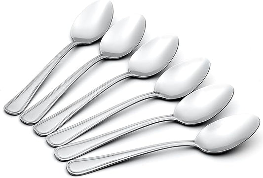 Oneida Silverware Set, Tress Mirror Everyday Teaspoons 6-Piece, Service For 6, 18/0 Stainless Steel, Dishwasher Safe, Home And Kitchen Utensils Set, Spoons, Tea spoon (Silver, 6 Piece)