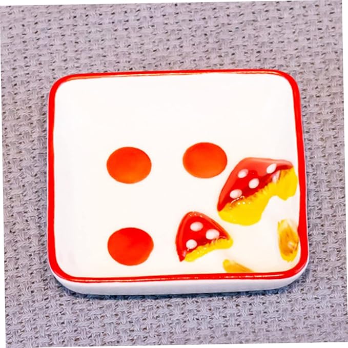 2pcs Sauce Dish Mushroom Ceramic Plates Appetizer Dishes for Cottagecore Kitchen