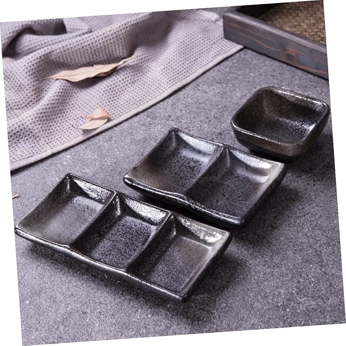 PRETYZOOM 2pcs Ceramic Sauce Dishes Square Shape Flavor Dish Versatile Appetizer Plates for Condiments Fruits and Snacks for Home Restaurant and Entertaining