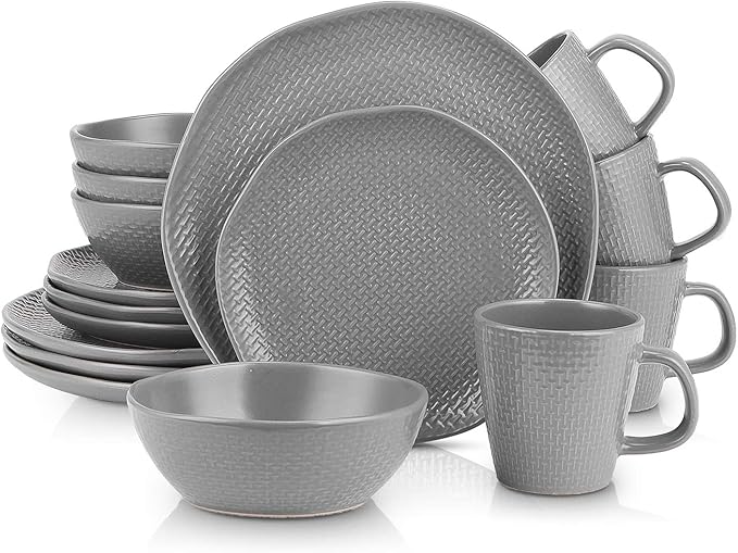 Stone Lain Abigail 16-Piece Dinnerware Set Stoneware, Gray