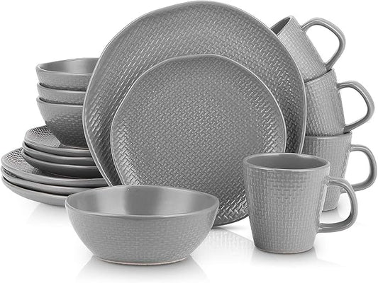 Stone Lain Abigail 16-Piece Dinnerware Set Stoneware, Gray
