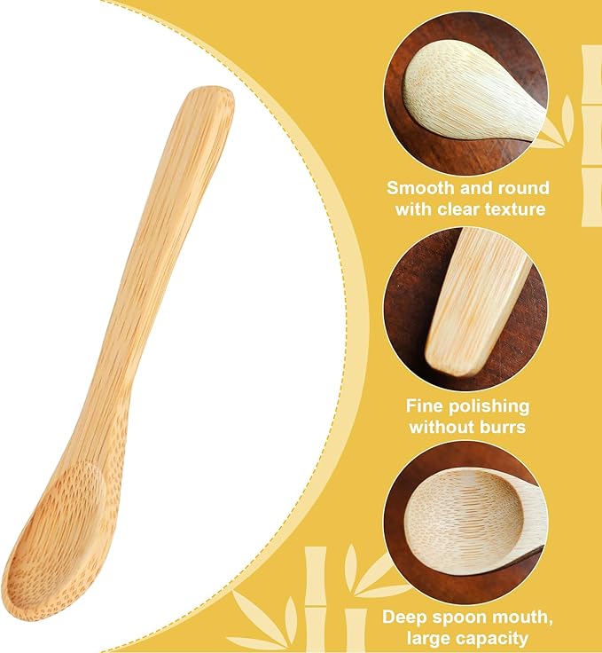 4 Pcs Small Wooden Spoons,6 Inch Mini Handmade Bulk Nature Tiny Spoons Little Wooden Teaspoons for Jars Sugar Coffee Creamer Honey Spices Salt Kitchen Supplies