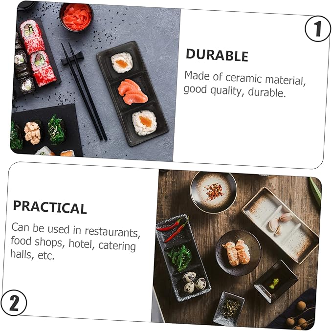 LIFKOME 1pc Ceramic Condiment Dish Sauce Bowls for Plates Bright Beautiful Colors Kitchen Snack Plates Appetizer Serving Tray