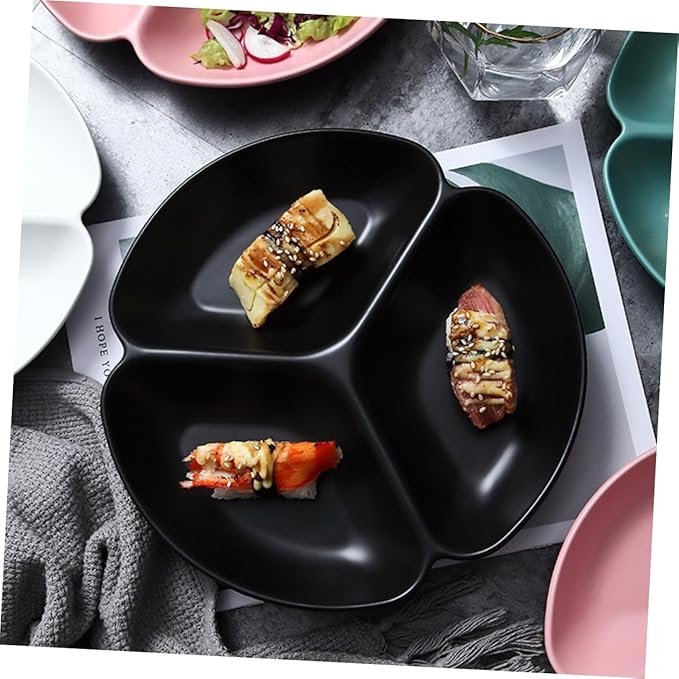 LIFKOME 1pc Separate Porcelain Plates Serving Trays Appetizer Plates Snack Fruit for Home Easy to Clean Material No Burrs for Family Restaurant Cafe