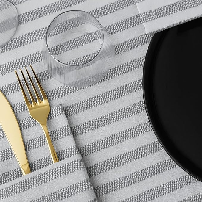 Made in Italy Linen-Feel Disposable Guest Towels - Premium Airlaid Cloth-Like Bathroom Napkins, Soft & Absorbent Luxury Hand Towels, Elegant Striped Dinner Napkins for Parties