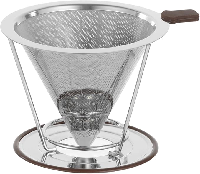 OMISTAR Stainless Steel Pour Over Coffee Dripper with Removable Stand, Dual Layer Coffee Filter, Easy to Clean, Paperless Reusable Filter for Home, Office and Travel