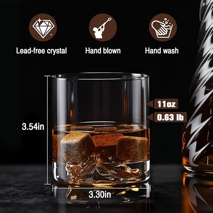 BQD Whiskey Glasses Set of 2 Pack,Old Fashioned Glasses Rocks Glasses for Bourbon,Scoth,Cocktail