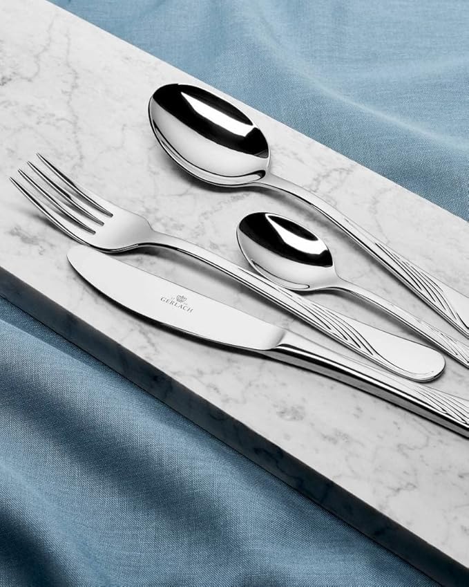 Gerlach G01-004AP-ZEST-24PU-S1S1-01 Flatware Serving Set with 24 Pieces Celestia Box and shine-G01-004AP-ZEST-24PU-S1S1-01, Stainless Steel, Silver high-Gloss