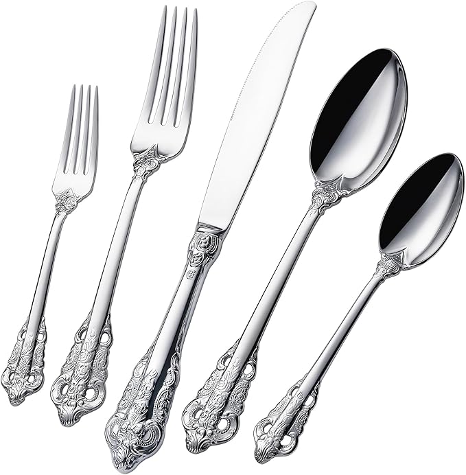 Luxurious 20 Piece Silverware Set for 4 - Cutlery Set, Flatware Set - Includes Knife, Fork, and Spoon - High-End 18/10 Stainless Steel - Royal Tableware Set for an Exquisite Dining Experience