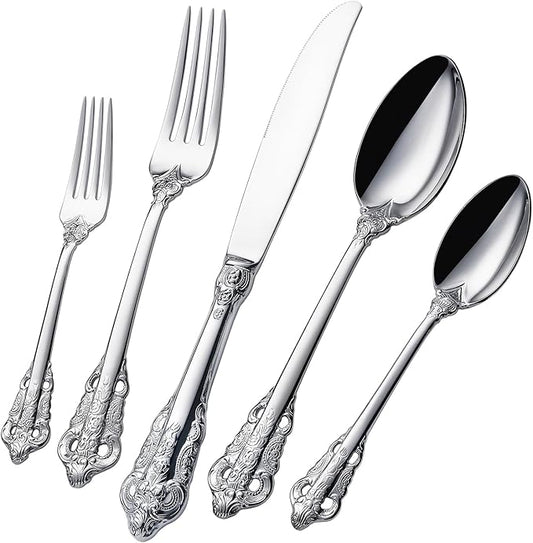 Luxurious 20 Piece Silverware Set for 4 - Cutlery Set, Flatware Set - Includes Knife, Fork, and Spoon - High-End 18/10 Stainless Steel - Royal Tableware Set for an Exquisite Dining Experience