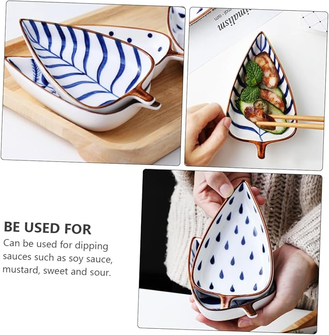 Sosoport 3pcs Ceramic Mini Sauce Dish Set Colorful Glazed Kitchen Appetizer Plates Food Sauce Dishes for Entertaining Dishwasher Safe Random Style