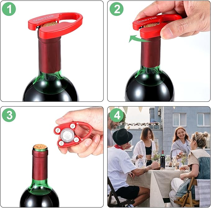 GOBETTER 2 Pcs Wine Foil Cutter Magnetic Design, 4 Stainless Blades Foil Remover Wine Bottles Opener Accessory, Removes Foil Top Effortlessly for Wine Lovers, Red