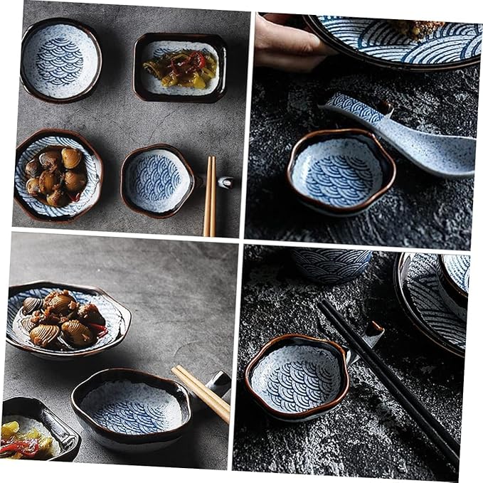 4 Pcs Japanese Dipping Dish Vintage Tray Cutlery Tray Dessert Trays Soy Dishes Small Dipping Bowls Japanese Sauce Bowls Simple Styled Dish Appetizer Plates Chopstick Rest