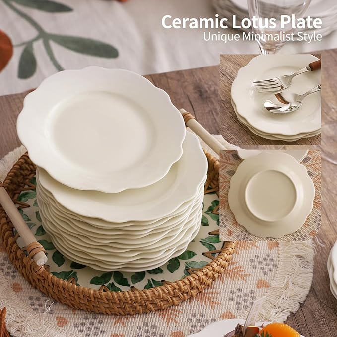 6 Inch Ceramic Dessert Plates Set of 18, White Appetizer Plate, Small Dinner Serving Plates for Cake, Snacks, Side Dishes, Microwave Oven and Dishwasher Safe