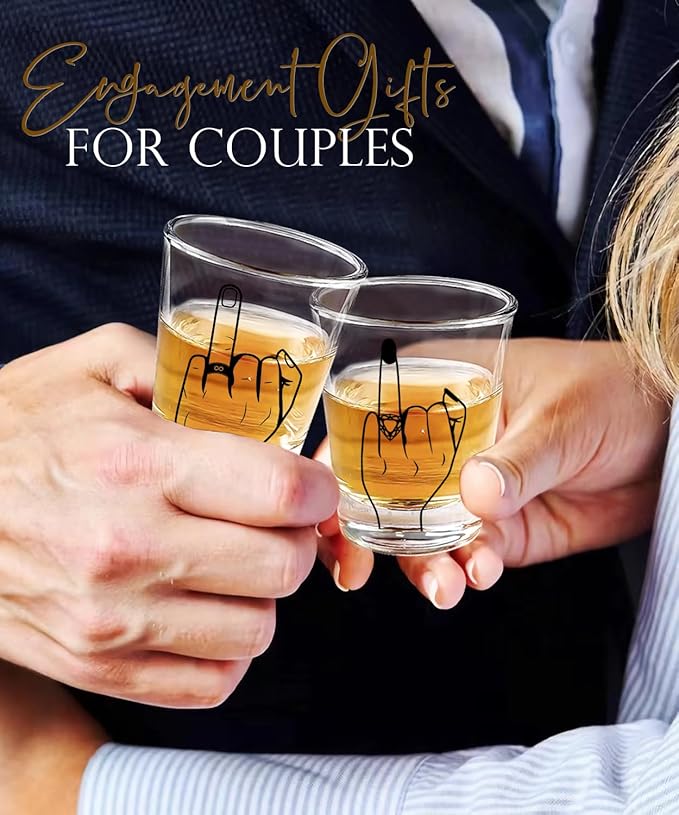 Wedding Gifts 2025 -Hubby & Wifey Wine&Whiskey Glass Set,Mr and Mrs Gifts - Anniversary Wedding Gift for Couple,Unique Bridal Shower Gift,Bride and Groom Shot Glasses