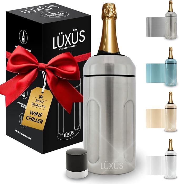 Stainless Steel Champagne Bucket - 750ml Double Wall Insulated Wine Chillers for Bottles - Durable, Easy to Use Wine Chiller for Outdoor Picnic, Beach, Travel, Deck, Forest, Lake, River, Gifts