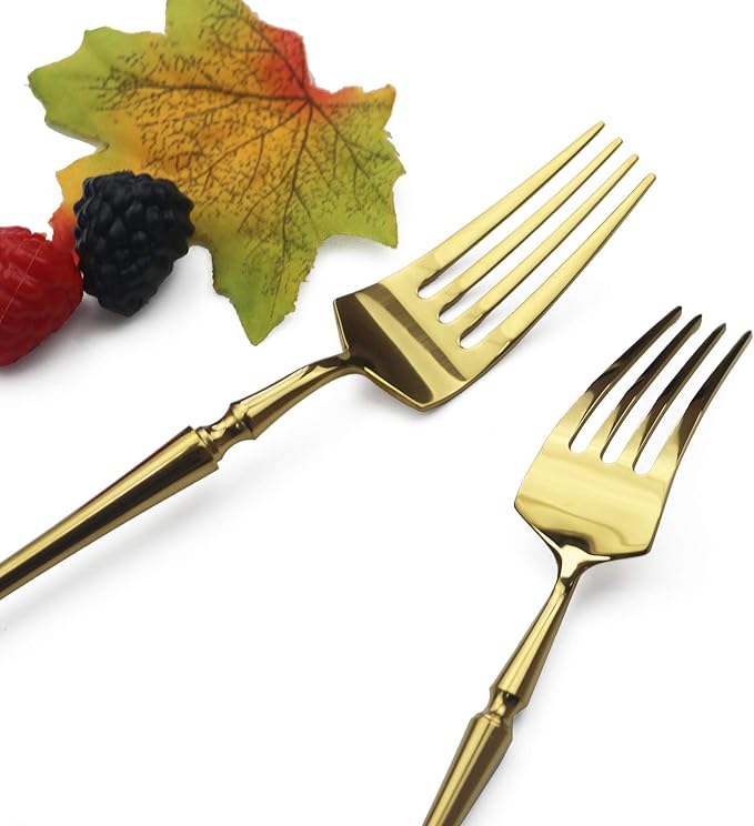 Gugrida Gold Silverware Set, 5-Piece 18/10 Stainless Steel Flatware Cutlery Set for 1,Mirror Finish Knives Forks Spoons, Ideal for Wedding Festival Party Home Kitchen, Dishwasher Safe