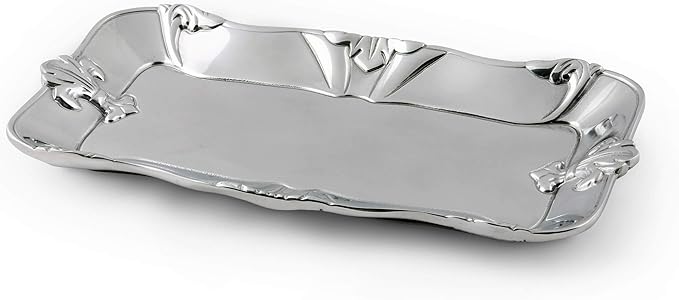 Arthur Court Designs Fleur-De-Lis Pattern Sand Casted in Aluminum with Artisan Quality Hand Polished Design Tarnish-Free 6 inch x 12 inch