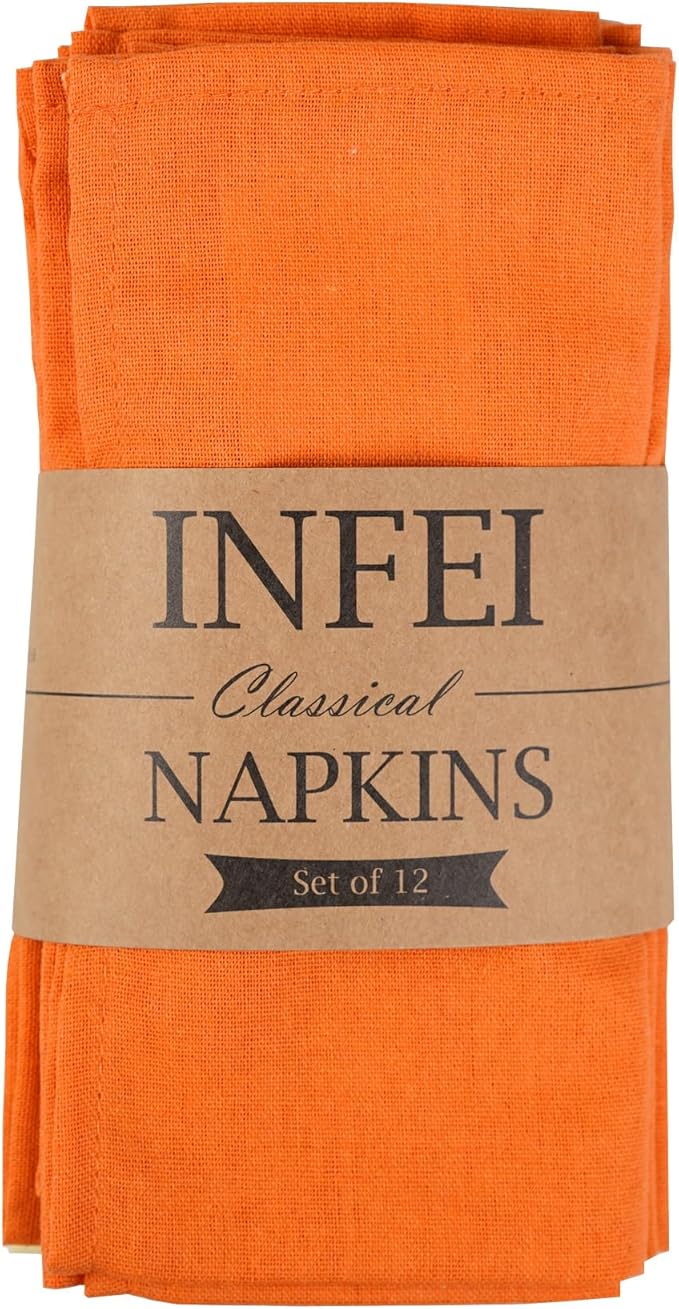 Solid Color Linen Blended Thin Dinner Cloth Napkins - Set of 12 (40 x 40 cm) - for Easter Events & Home Use (Multi Yellow)