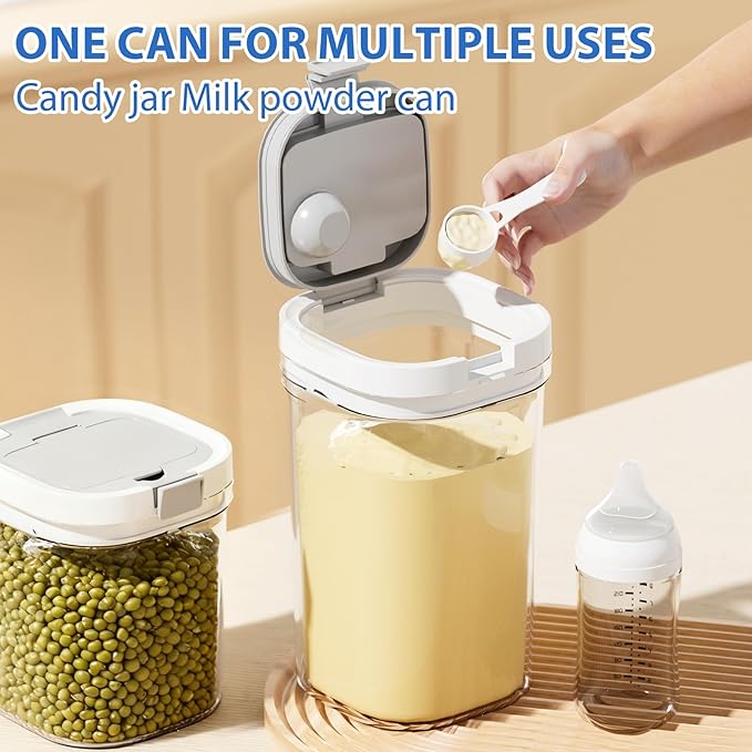 Sugar container with spoon, transparent milk powder jar, easy to clean, suitable for putting coffee, flour and sugar. (1300ml)