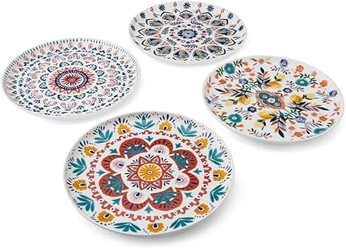 Mikasa Painted Medallion Set of 4 Bone China Salad Plates, 9 Inch