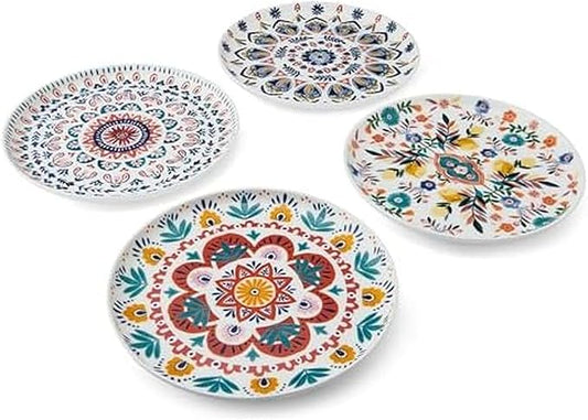 Mikasa Painted Medallion Set of 4 Bone China Salad Plates, 9 Inch
