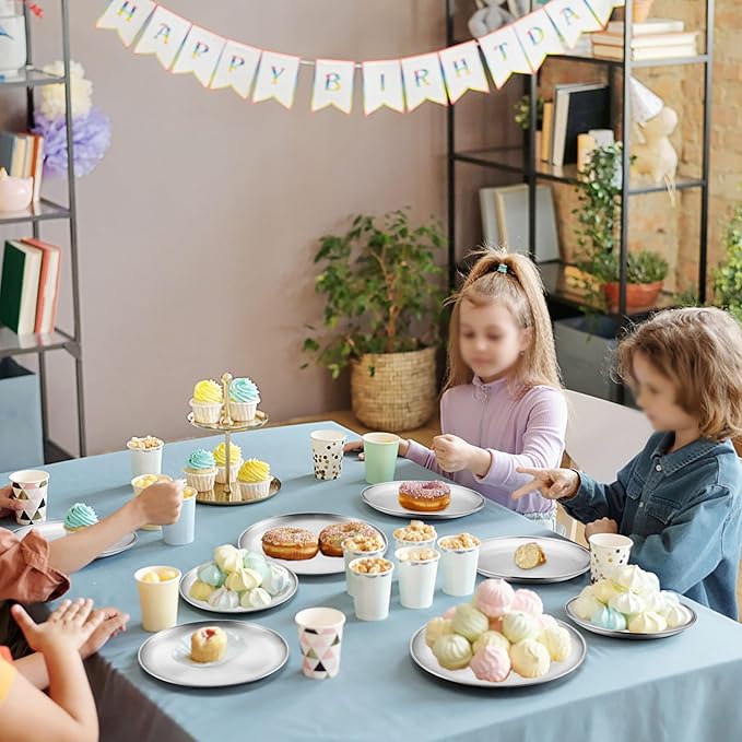 Onader 6-Piece 18/8 Stainless Steel Plates, 7.8 Inch 304 Metal Dinner Dishes for Kids Toddlers, Round Serving Plate, Dishwasher Safe