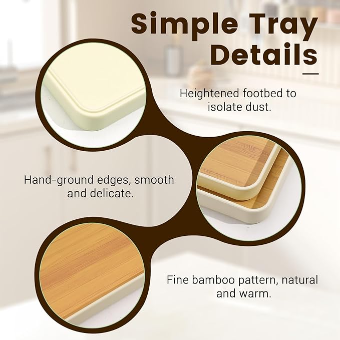 2 Pack Beige Plastic Serving Trays, 13.7" x 9" & 11.8" x 7.4" Rectangular Decorative Party Platter Dishes, Reusable Minimalist Tray Decor for Coffee Table Food Fruit Snack Dessert (Beige)