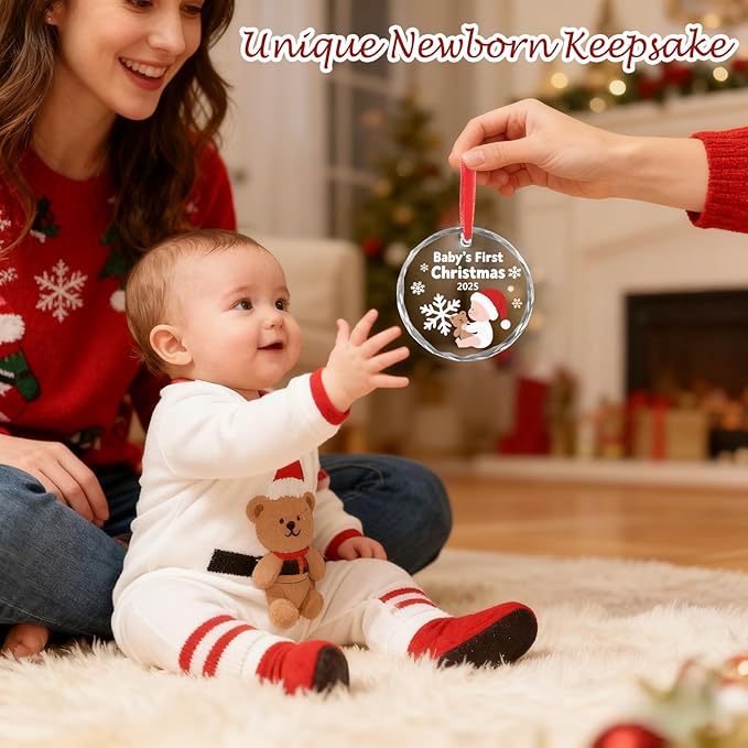 Babys First Christmas Ornament 2025 Baby Boy Girl Gifts Newborn Gifts Christmas Decorations My First Christmas Tree Ornaments Decorations Personalized Christmas Ornaments Stocking Stuffers