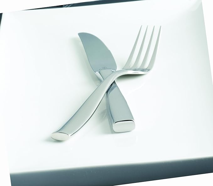 Fortessa Lucca 18/10 Stainless Steel Flatware Solid Handle Table Knife, Set of 12, Silver
