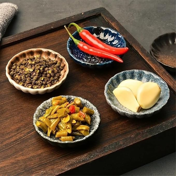 Appetizer Plates Round Sauce Dish Ceramic Seasoning Dish Barbecue Sauce Flavor Plate Home Snack Plate for Condiment(Gold)