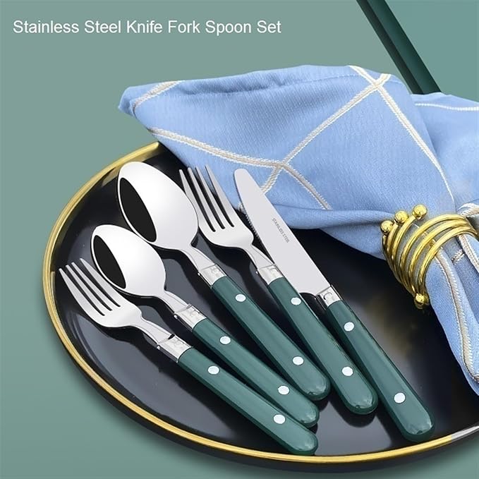 5/20/30-Piece Lightweight Stainless Steel Silverware Set for Everyday Use, Flatware Service for 1/4/6, Steak Knife Fork Spoon Dessert Tea Spoon Fruit Fork, Durable Reusable, White